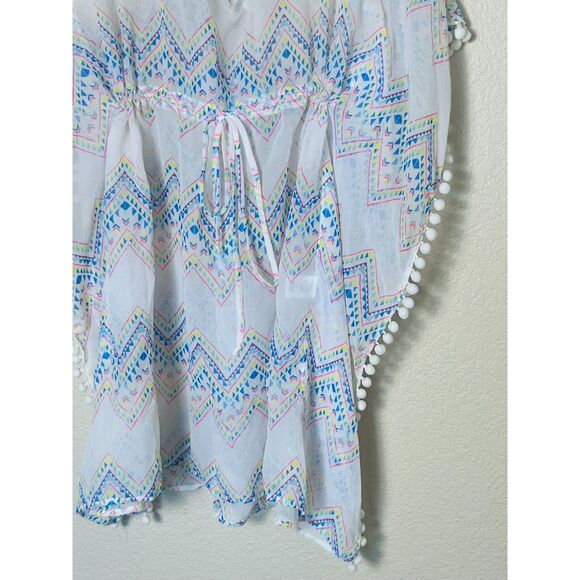 Miken Women's Swimsuit Cover Up White Aztec Large Adjustable - Picture 4 of 10